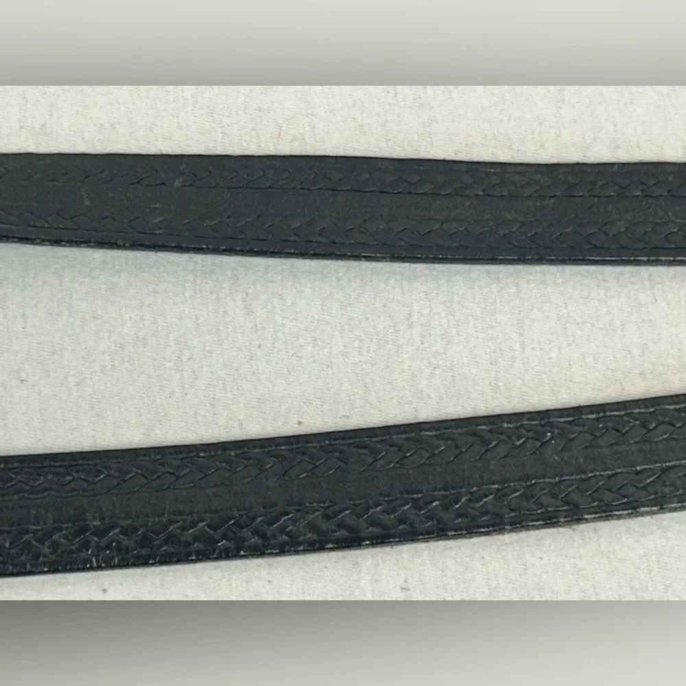 Vintage Men's Black Leather Belt Silver Buckle Size 38 Boho Western Style Ranch